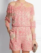 Beaded Romper - Sparkly Sequin Party Wear Romper With Adjustable Waist