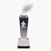 3D Engraved Crystal Football Column Trophy