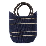 African Purse Handwoven Tote Bag - Midnight Blue