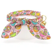 Cat Collar & Bunny Ear Bow Set - "Ramen Love - Pink" - Ramen Cat Collar w/ Matching Bunny Bow Tie / Asian Food, Fun, Girl Cat / Tie-On Scarf / Cat, Kitten + Small Dog Sizes