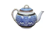 1880 Antique Old Worcester Porcelain Queens Royal Lily Blue & White Teapot 7