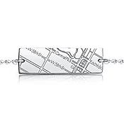 14k White Gold Horizontal Map Bracelet
