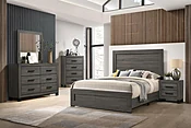 Lifestyle Gray 4-Piece Bedroom set includes Dresser, Mirror, Nightstand and Queen Headboard/Footboard/Rails - Express Furniture
