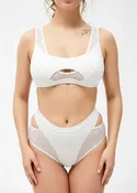 High Waisted Shorts with Mesh – CANDY SHINE – Ice White