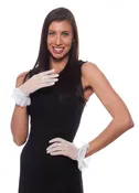 Amanda Sheer Wrist Length Gloves with Lace Ruffle