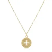 16" NECKLACE GOLD - SIGNATURE CROSS GOLD DISC