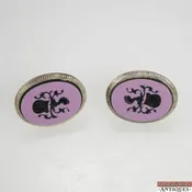 Pair Of Vintage Signed Swank Lion in Shield Helmet Crest Silver Toned Cuff Links