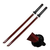 40" Burgundy Wooden Samurai Sword Set (Bokken)