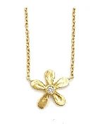 14 kt and Diamond Flower Necklaces. (two styles)