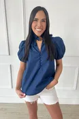 Blue Haven Puff Sleeve Top