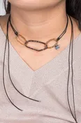 3-Oval Crystal Bead Ring Wrap Choker