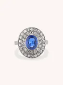 Belle Époque 1.25 Carat Oval Cut Sapphire & Diamond Cluster