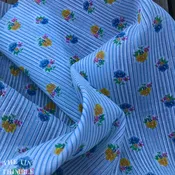 1970s Lightweight Cotton/Poly Blend Sheer Floral Stripe Vintage Fabric - By the Yard