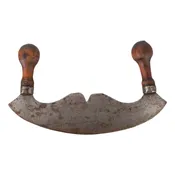 19th Century Metal & Oak Mezzaluna Herb Chopper