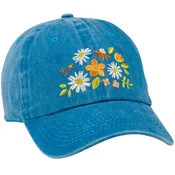 Baseball Cap blue hat with flowers choose happy