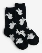 Black Ghosts Pattern Halloween Cozy Socks