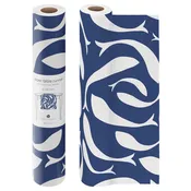 Blue & White Swirling Fish Paper Table Runner