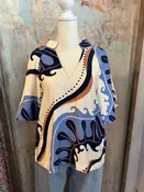 Abstract Print Cream/Blue Top