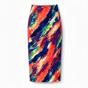 Plus Size Multicolor Abstract-Print A-Line Skirt – Sizes 1X–2X