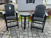 COMFO BACK BAR HEIGHT ROUND END TABLE SET- BLACK