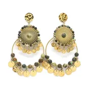 African Turquoise Dangle Hoop Earrings