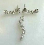 10K White Gold Cubic Zirconia Pendant & Earrings Set C4018