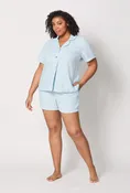 Baby's Breath Blue Short Sleeve Classic Shorty Woven Linen Pj Set