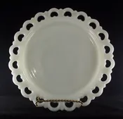 Anchor Hocking Heart Lace-Edged Milkglass Platter, 13"