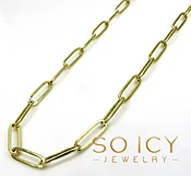 10k Yellow Gold Skinny Hollow Paper Clip Chain 18-24 Inch 3mm