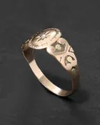Antique 1800s 10k Yellow & Rose Gold Signet Ring with Diamond Star Motif