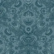 Andover Fabrics - Moonlight Roses, Mirrored Medallion Blue || SOLF BY THE HALF YARD