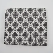 Black + White Ornate Chandelier Print Woven Fabric - 90" x 120"