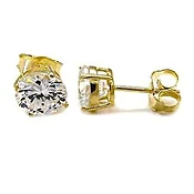 12mm earrings clear studs 18kts of gold plated