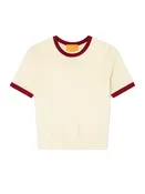 Airy Ringer Tee in Cream/Carmine