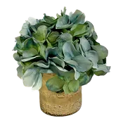 [RESS-AHDLB] Gold Glass Vase Small - Artificial Hydrangea Light Blue