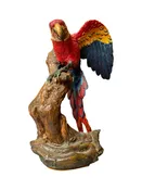 Colorful Scarlet Macaw Parrot Figurine on Branch