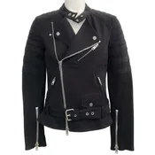 3.1 Phillip Lim Black Cotton Sculpted Moto Jacket