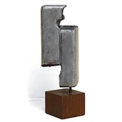 1972 "Closed Column" Contemporary Abstract Sculpture, silver gray Aluminum by Gerald Siciliano