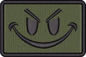 3″ x 2″ Evil Grin – OD Subdued with Velcro® backing