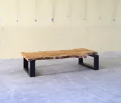 live edge coffee table from urban salvage maple and high recycled content steel — birdloft