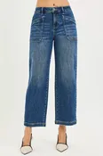 Cropped Baggy Jeans with Front Patch Pocket