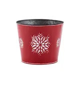 6.5″ Red with White Snowflakes Metal Planter