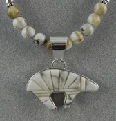 Silver &amp; Magnesite Reversible Bear Pendant w/Beads