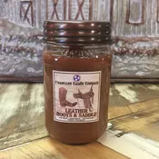 Leather Boots &amp; Saddle - Mason Jar Candle — Liberty Vintage Marketplace