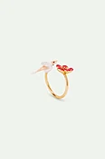 Bague ajustable ballerine et fleur rouge