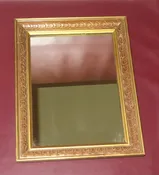Antique 19x15" Gilt Carved & Pressed Wood Framed Hanging Wall Mirror