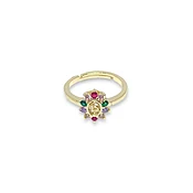 15 años multicolor open size gold plated ring