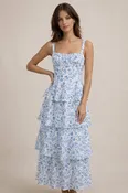 Blue Floral Tiered Maxi Dress