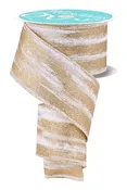2.5" x 10YD Wired Glitter Paint Strokes Metallic - Off White/Gold/White