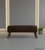 LEATHER & WOOD UPHOLSTERED BENCH